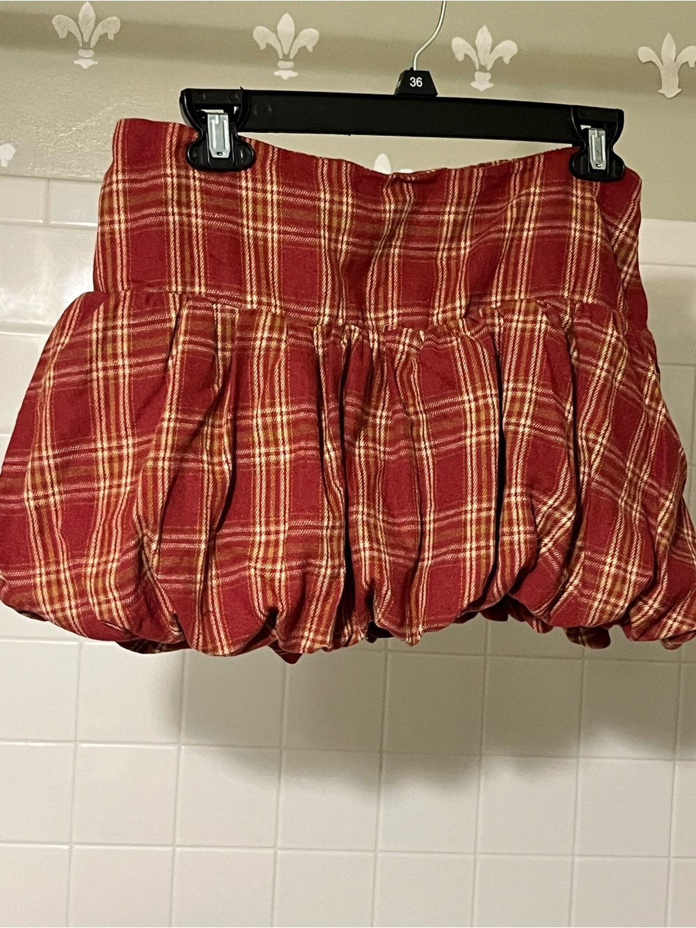 Red Plaid Bubble Mini Skirt (skort)